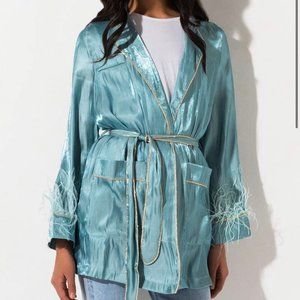 LIGHT BLUE SILK ROBE DRESS